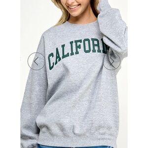 Reflex Gray Oversized Sweatshirt Crewneck with Green California Print